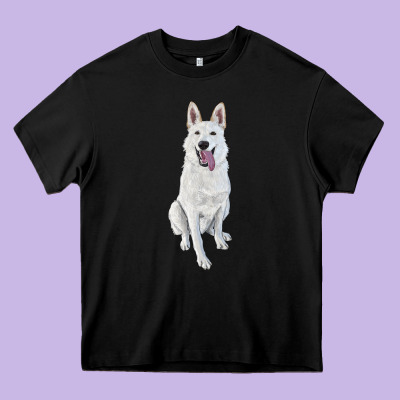 Heavy Core Tee Hand Drawing White Shepherd