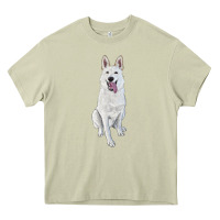 Mossy Hand Drawing White Shepherd Heavy Core Tee - RanaPortraitStore