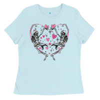 Baby Blue valentines day skeleton Ladies Tee - MaliasSmallBusiness