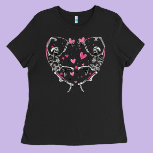 Valentines Day Skeleton Ladies Tee Designed By Maliassmallbusiness