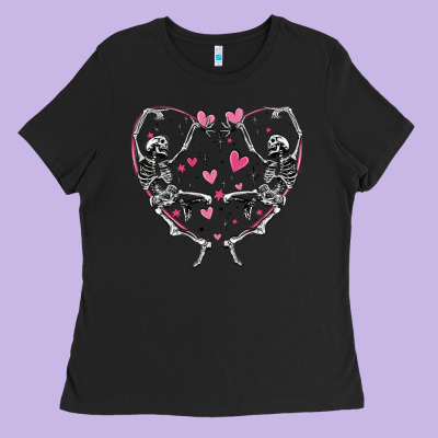 Ladies Tee valentines day skeleton