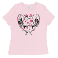 Bubblegum Pink valentines day skeleton Ladies Tee - MaliasSmallBusiness