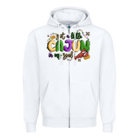 White got a little cajun in my soul Zipper Hoodie - MaliasSmallBusiness