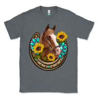 Charcoal Heather western horseshoe horse sunflowers gemstone Classic Tee - Artiststas