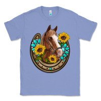 Colony Blue western horseshoe horse sunflowers gemstone Classic Tee - Artiststas