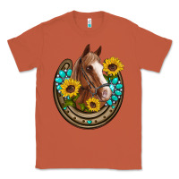 Copper western horseshoe horse sunflowers gemstone Classic Tee - Artiststas