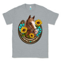 Heather Grey western horseshoe horse sunflowers gemstone Classic Tee - Artiststas