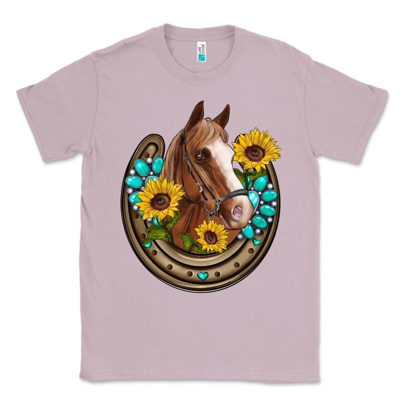 Western Horseshoe Horse Sunflowers Gemstone Classic Tee by Artiststas | Teevron