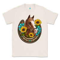Natural western horseshoe horse sunflowers gemstone Classic Tee - Artiststas