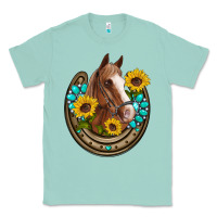 Seafoam western horseshoe horse sunflowers gemstone Classic Tee - Artiststas