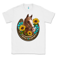 White western horseshoe horse sunflowers gemstone Classic Tee - Artiststas