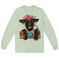 Matcha suffolk ewe peeking with floral headdress Long Sleeve Tee - BarkalooDesign