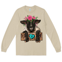 Mushroom suffolk ewe peeking with floral headdress Long Sleeve Tee - BarkalooDesign