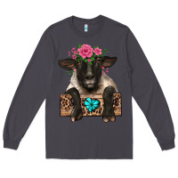 Smoke suffolk ewe peeking with floral headdress Long Sleeve Tee - BarkalooDesign