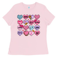 Bubblegum Pink valentines candy hearts Ladies Tee - MaliasSmallBusiness