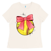 Bone coquette softball bow Ladies Tee - JahusDesignShop