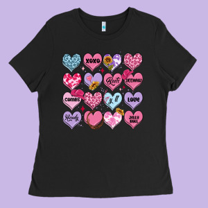 Valentines Candy Hearts Ladies Tee Designed By Maliassmallbusiness