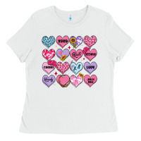 White valentines candy hearts Ladies Tee - MaliasSmallBusiness