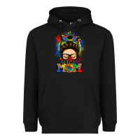 Black autism mom messy bun Heavyweight Hoodie - LillyAllenDesigns