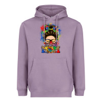 Lavender autism mom messy bun Heavyweight Hoodie - LillyAllenDesigns