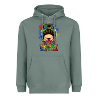 Sage autism mom messy bun Heavyweight Hoodie - LillyAllenDesigns