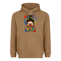 Toasted Coconut autism mom messy bun Heavyweight Hoodie - LillyAllenDesigns