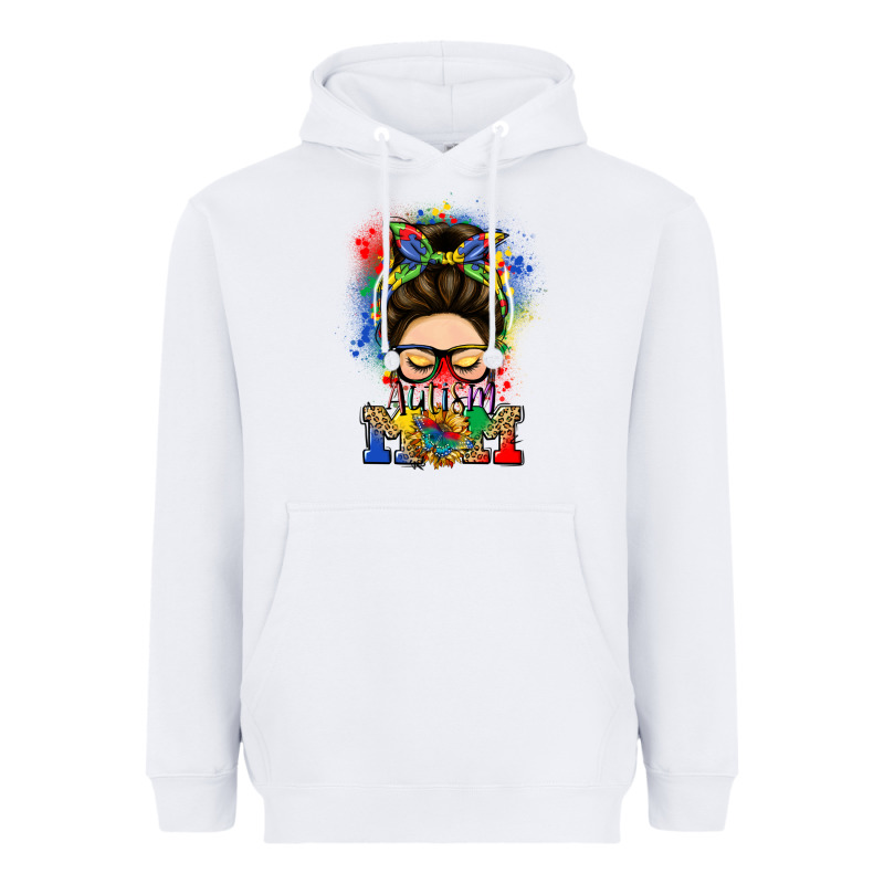 Autism Mom Messy Bun Heavyweight Hoodie by LillyAllenDesigns | Teevron