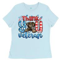 Baby Blue thank you veteran Ladies Tee - MaliasSmallBusiness