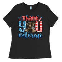 Black thank you veteran Ladies Tee - MaliasSmallBusiness