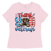 Bubblegum Pink thank you veteran Ladies Tee - MaliasSmallBusiness