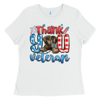 White thank you veteran Ladies Tee - MaliasSmallBusiness