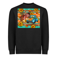 Black Farm life fall barn and truck Heavyweight Sweatshirt - Artiststas