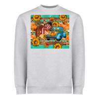 Heather Grey Farm life fall barn and truck Heavyweight Sweatshirt - Artiststas