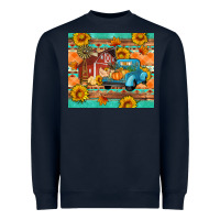 Navy Farm life fall barn and truck Heavyweight Sweatshirt - Artiststas