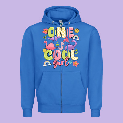 One Cool Girl Zipper Hoodie Designed By Maliassmallbusiness