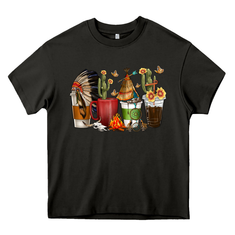 Coffee Cups Indian Headdress Heavy Core Tee by texasbilliewilder | Teevron