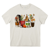 Cream coffee cups indian headdress Heavy Core Tee - texasbilliewilder