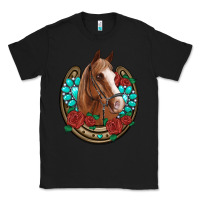 Black western horseshoe horse roses gemstone Classic Tee - Artiststas