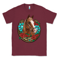 Burgundy western horseshoe horse roses gemstone Classic Tee - Artiststas
