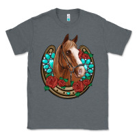 Charcoal Heather western horseshoe horse roses gemstone Classic Tee - Artiststas