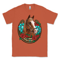 Copper western horseshoe horse roses gemstone Classic Tee - Artiststas