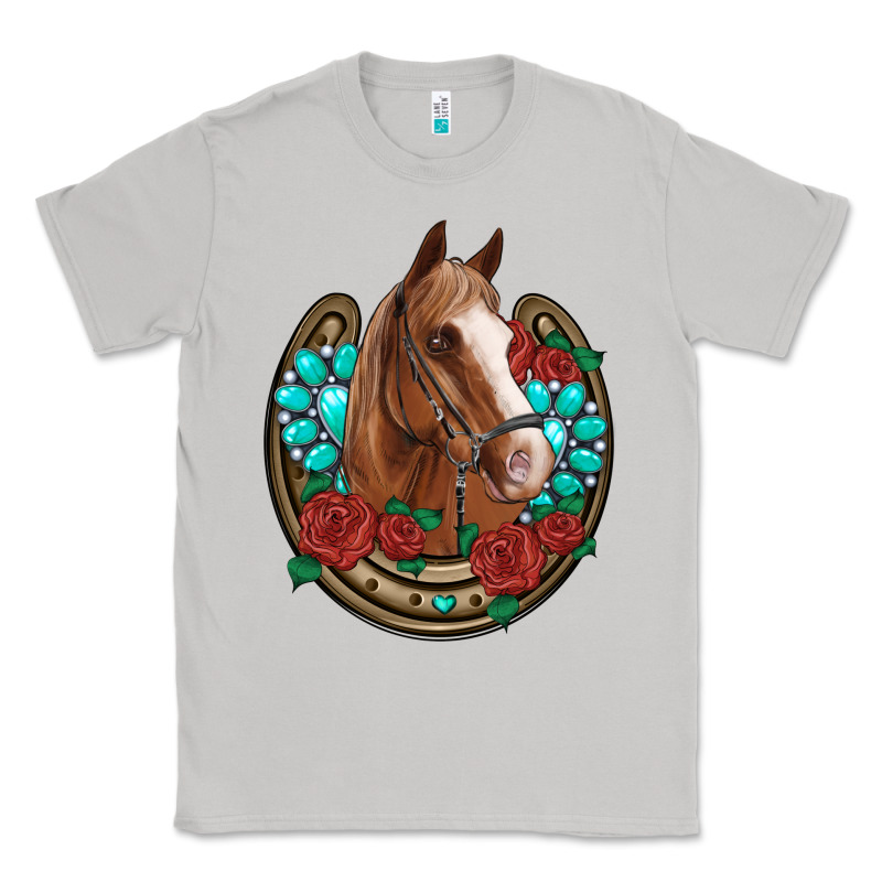 Western Horseshoe Horse Roses Gemstone Classic Tee by Artiststas | Teevron