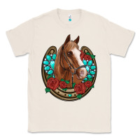 Natural western horseshoe horse roses gemstone Classic Tee - Artiststas