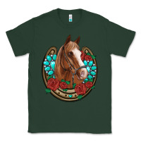 Sports Green western horseshoe horse roses gemstone Classic Tee - Artiststas