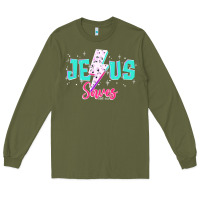 Army Green jesus saves Long Sleeve Tee - JahusDesignShop