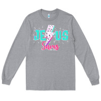 Heather Grey jesus saves Long Sleeve Tee - JahusDesignShop