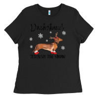 Black dachshund through the snow Ladies Tee - MaliasSmallBusiness