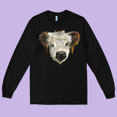 White Calf Scottish Long Sleeve Tee Designed By Barkaloodesign