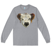 Heather Grey white calf scottish Long Sleeve Tee - BarkalooDesign