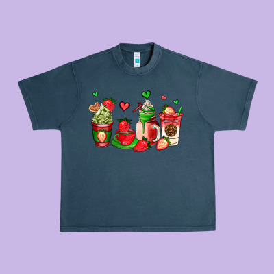 Strawberry Coffee Cups Urban Heavy Tee Designed By Adodesignshop